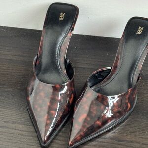 ✨ Zara Tortoiseshell Pointed-Toe Mule Heels – Size EU 39 ✨